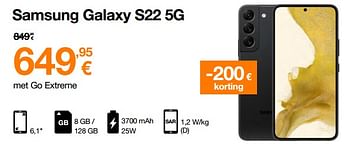 Promoties Samsung galaxy s22 5g - Samsung - Geldig van 01/07/2022 tot 31/07/2022 bij Orange