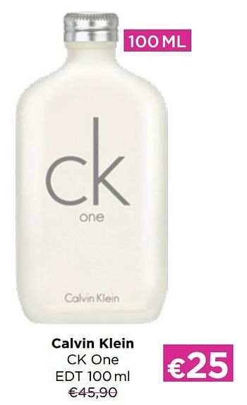 Promoties Calvin klein ck one edt - Calvin Klein - Geldig van 01/07/2022 tot 31/07/2022 bij ICI PARIS XL