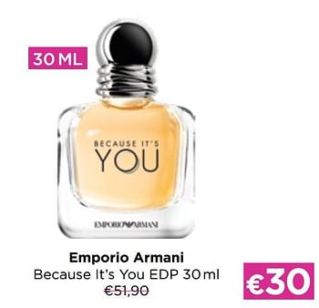 Promoties Emporio armani because it’s you edp - Emporio Armani - Geldig van 01/07/2022 tot 31/07/2022 bij ICI PARIS XL