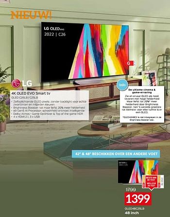 Promoties Lg 4k oled evo smart tv oled48c25lb - LG - Geldig van 01/07/2022 tot 31/07/2022 bij Selexion