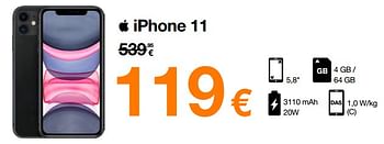 Promotions Apple iphone 11 - Apple - Valide de 01/07/2022 à 31/07/2022 chez Orange