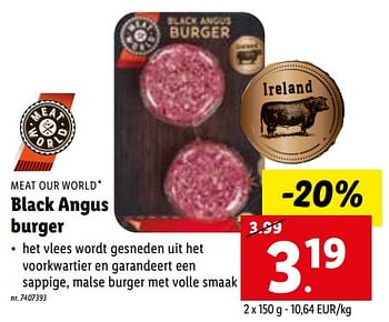 Promoties Black angus burger - Meat our World - Geldig van 11/07/2022 tot 16/07/2022 bij Lidl