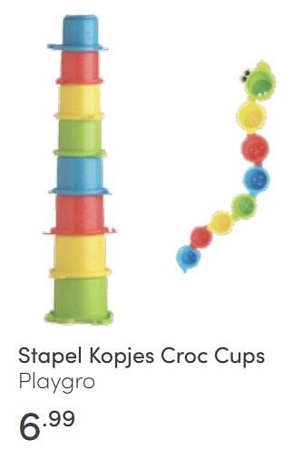 Promoties Stapel kopjes croc cups playgro - Playgro - Geldig van 03/07/2022 tot 09/07/2022 bij Baby & Tiener Megastore