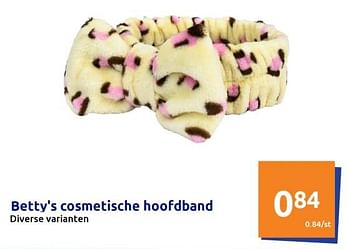 Promoties Betty`s cosmetische hoofdband - Huismerk - Action - Geldig van 29/06/2022 tot 05/07/2022 bij Action