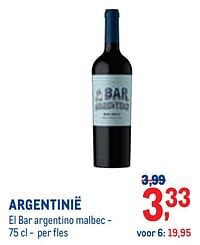 Argentinië el bar argentino malbec-Rode wijnen
