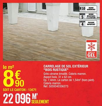 Promotions Carrelage de sol extérieur bois rustique - Produit Maison - Brico Depot - Valide de 01/07/2022 à 14/07/2022 chez Brico Depot