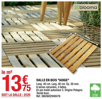 Promotions Dalle en bois adige - blooma - Valide de 01/07/2022 à 14/07/2022 chez Brico Depot