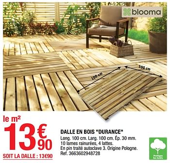 Promotions Dalle en bois durance - blooma - Valide de 01/07/2022 à 14/07/2022 chez Brico Depot