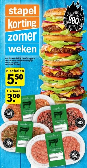 Promoties Ah greenfields beefburgers - Huismerk - Albert Heijn - Geldig van 04/07/2022 tot 10/07/2022 bij Albert Heijn