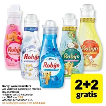 Promoties Robijn wasverzachters morgenfris - Robijn - Geldig van 04/07/2022 tot 10/07/2022 bij Albert Heijn