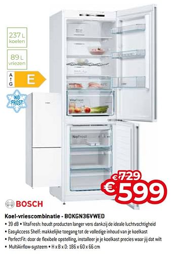 Promoties Bosch koel-vriescombinatie - bokgn36vwed - Bosch - Geldig van 01/07/2022 tot 31/07/2022 bij Exellent
