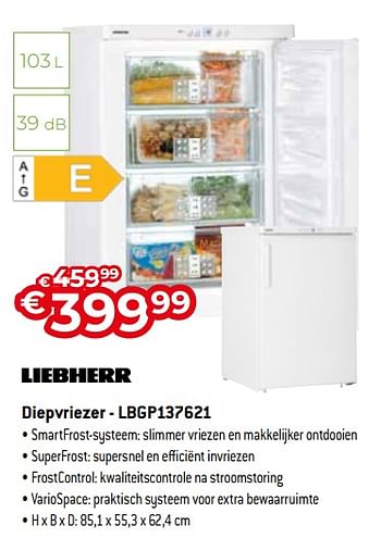 Promotions Liebherr diepvriezer - lbgp137621 - Liebherr - Valide de 01/07/2022 à 31/07/2022 chez Exellent