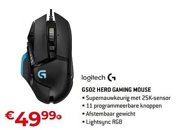 Promoties Logitech g502 hero gaming mouse - Logitech - Geldig van 01/07/2022 tot 31/07/2022 bij Exellent