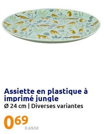 Promotions Assiette en plastique à imprimé jungle - Produit Maison - Action - Valide de 29/06/2022 à 05/07/2022 chez Action