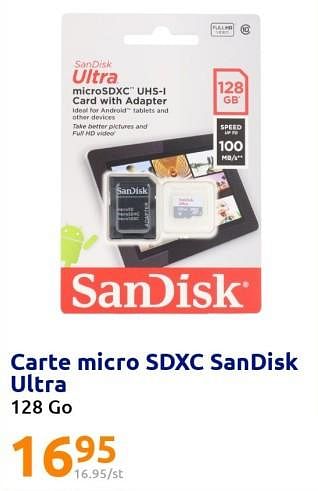 Promotions Carte micro sdxc sandisk ultra - Sandisk - Valide de 29/06/2022 à 05/07/2022 chez Action