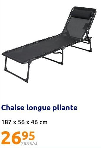 Promotions Chaise longue pliante - Produit Maison - Action - Valide de 29/06/2022 à 05/07/2022 chez Action