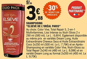 Promotions Shampooing elseve de l`oréal paris - L'Oreal Paris - Valide de 28/06/2022 à 09/07/2022 chez E.Leclerc