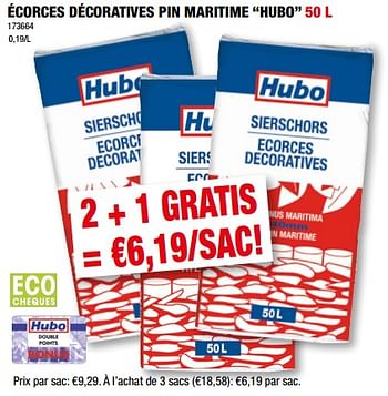Promotions Écorces décoratives pin maritime hubo - Produit maison - Hubo  - Valide de 06/07/2022 à 17/07/2022 chez Hubo