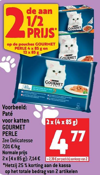 Promoties Paté voor katten gourmet perle - Purina - Geldig van 06/07/2022 tot 12/07/2022 bij Match