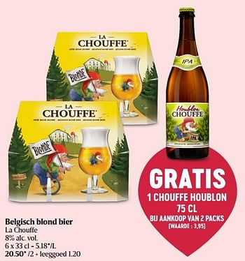 Promoties Belgisch blond bier la chouffe - Brasserie d'Achouffe - Geldig van 07/07/2022 tot 13/07/2022 bij Delhaize