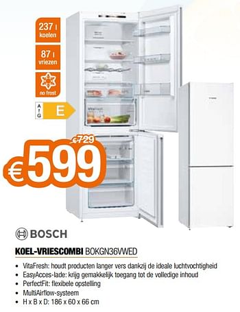 Promoties Bosch koel-vriescombi bokgn36vwed - Bosch - Geldig van 01/07/2022 tot 31/07/2022 bij Expert