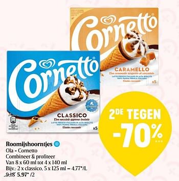 Promoties Roomijshoorntjes ola - cornetto classico - Ola - Geldig van 07/07/2022 tot 13/07/2022 bij Delhaize