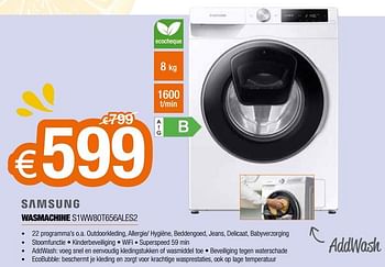 Promoties Samsung wasmachine s1ww80t656ales2 - Samsung - Geldig van 01/07/2022 tot 31/07/2022 bij Expert