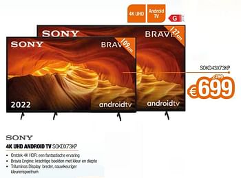 Promotions Sony 4k uhd android tv sokd43x73kp - Sony - Valide de 01/07/2022 à 31/07/2022 chez Expert
