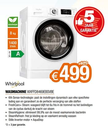 Promoties Whirlpool wasmachine wxffd8469ebsvbe - Whirlpool - Geldig van 01/07/2022 tot 31/07/2022 bij Expert