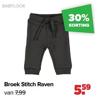 Promoties Babylook broek stitch raven - Baby look - Geldig van 04/07/2022 tot 30/07/2022 bij Baby-Dump