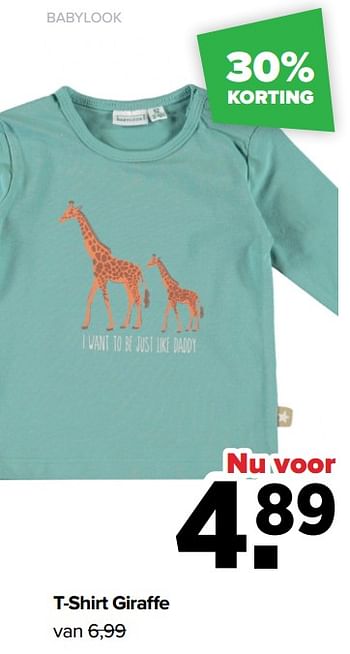 Promoties Babylook t-shirt giraffe - Baby look - Geldig van 04/07/2022 tot 30/07/2022 bij Baby-Dump