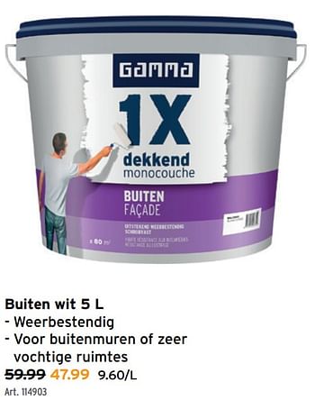 Promoties Gamma 1x dekkend buiten wit - Gamma - Geldig van 03/07/2022 tot 12/07/2022 bij Gamma