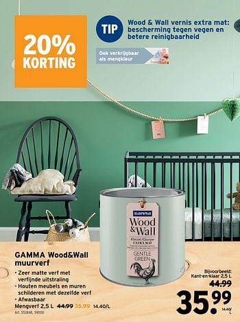 Promoties Gamma wood+wall muurverf - Gamma - Geldig van 03/07/2022 tot 12/07/2022 bij Gamma