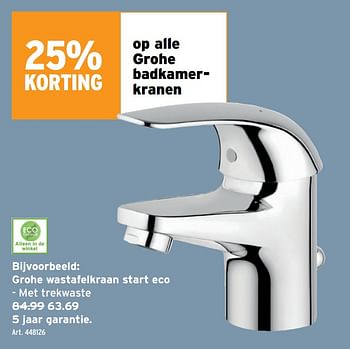 Promoties Grohe wastafelkraan start eco - Grohe - Geldig van 03/07/2022 tot 12/07/2022 bij Gamma