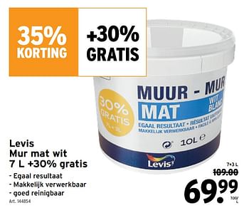 Promoties Levis mur mat wit - Levis - Geldig van 03/07/2022 tot 12/07/2022 bij Gamma