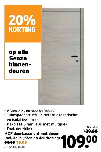 Promoties Senza binnendeuren - Senza - Geldig van 03/07/2022 tot 12/07/2022 bij Gamma