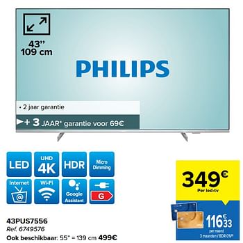 Promoties Philips 43pus7556 - Philips - Geldig van 06/07/2022 tot 18/07/2022 bij Carrefour