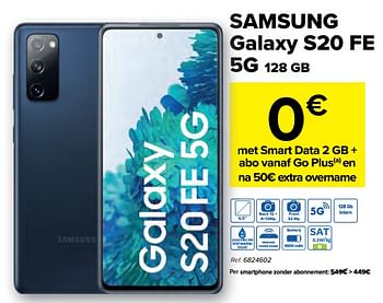 Promoties Samsung galaxy s20 fe 5g 128 gb - Samsung - Geldig van 06/07/2022 tot 18/07/2022 bij Carrefour