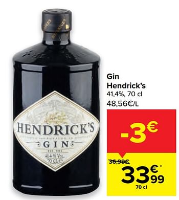 Promoties Gin hendrick’s - Hendrick's - Geldig van 06/07/2022 tot 18/07/2022 bij Carrefour