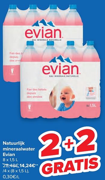 Promoties Natuurlijk mineraalwater evian - Evian - Geldig van 06/07/2022 tot 18/07/2022 bij Carrefour