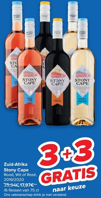 Promoties Zuid-afrika stony cape rood, wit of rosé - Rode wijnen - Geldig van 06/07/2022 tot 18/07/2022 bij Carrefour