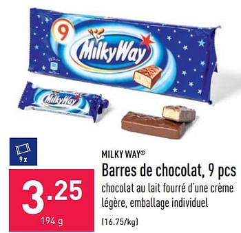 Promotions Barres de chocolat - Milky Way - Valide de 15/07/2022 à 22/07/2022 chez Aldi