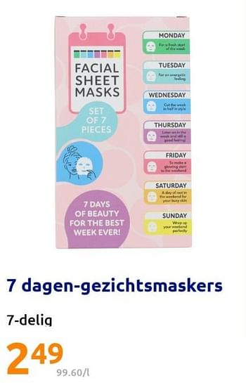 Promoties 7 dagen-gezichtsmaskers - Huismerk - Action - Geldig van 06/07/2022 tot 12/07/2022 bij Action