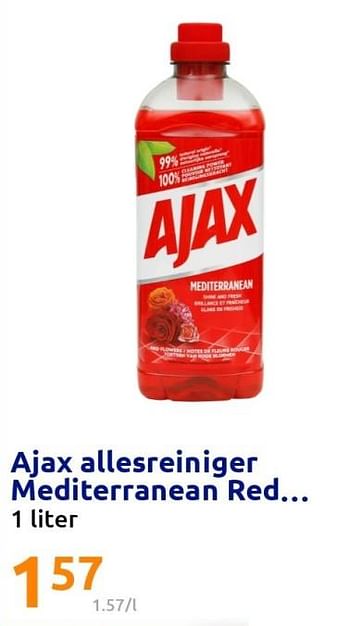 Promoties Ajax allesreiniger mediterranean red - Ajax - Geldig van 06/07/2022 tot 12/07/2022 bij Action