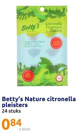 Promoties Betty`s nature citronella pleisters - Huismerk - Action - Geldig van 06/07/2022 tot 12/07/2022 bij Action