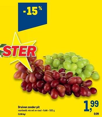 Promoties Druiven zonder pit - Huismerk - Makro - Geldig van 13/07/2022 tot 26/07/2022 bij Makro