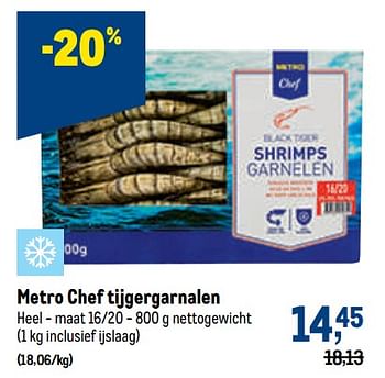 Promoties Metro chef tijgergarnalen - Huismerk - Makro - Geldig van 13/07/2022 tot 26/07/2022 bij Makro