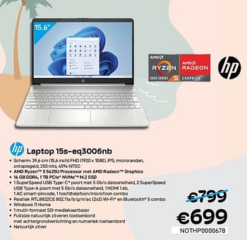 Promoties Hp laptop 15s-eq3006nb - HP - Geldig van 01/07/2022 tot 31/07/2022 bij Compudeals