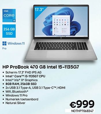 Promoties Hp probook 470 gb intel i5-1135g7 - HP - Geldig van 01/07/2022 tot 31/07/2022 bij Compudeals
