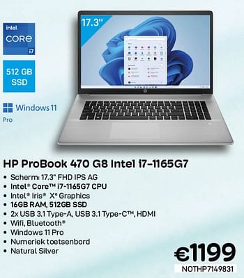 Promoties Hp probook 470 gb intel i7-1165g7 - HP - Geldig van 01/07/2022 tot 31/07/2022 bij Compudeals